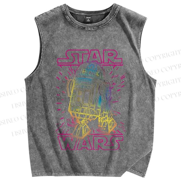 Unisex Star Wars Graffiti Printed Washed Tank Top