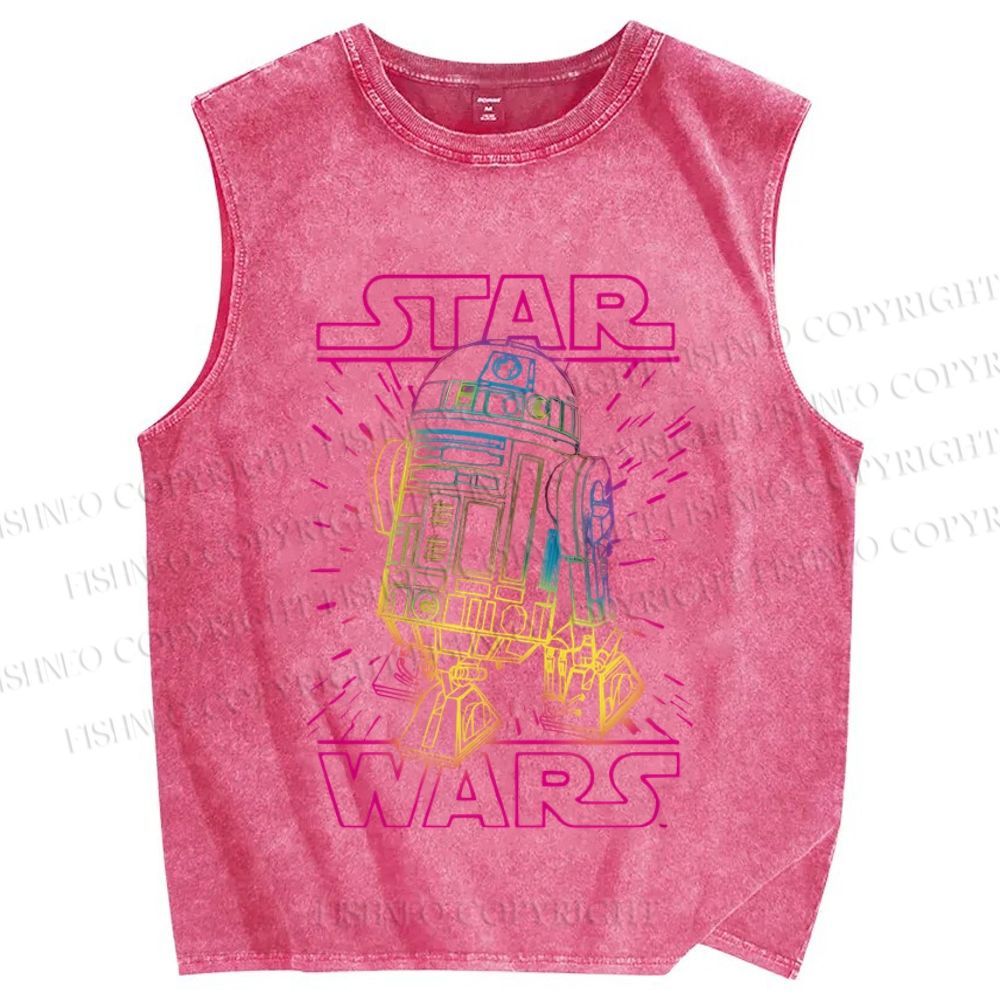 Unisex Star Wars Graffiti Printed Washed Tank Top