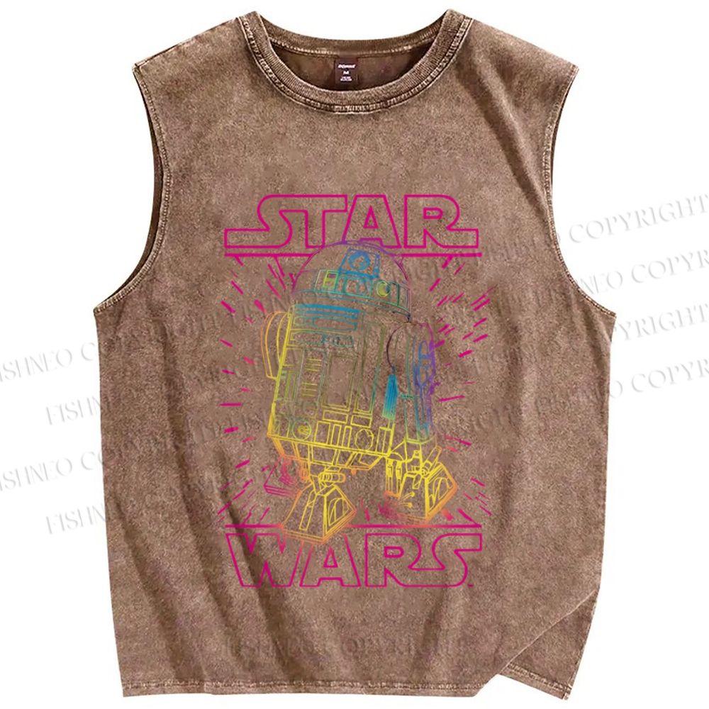Unisex Star Wars Graffiti Printed Washed Tank Top