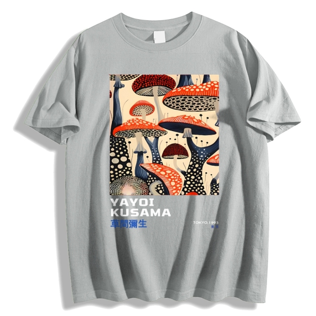 Yayoi Kusama Mushroom Vintage Wash Japanese Cotton casual T-shirt