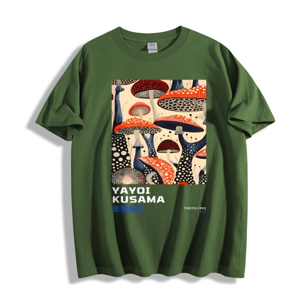 Yayoi Kusama Mushroom Vintage Wash Japanese Cotton casual T-shirt