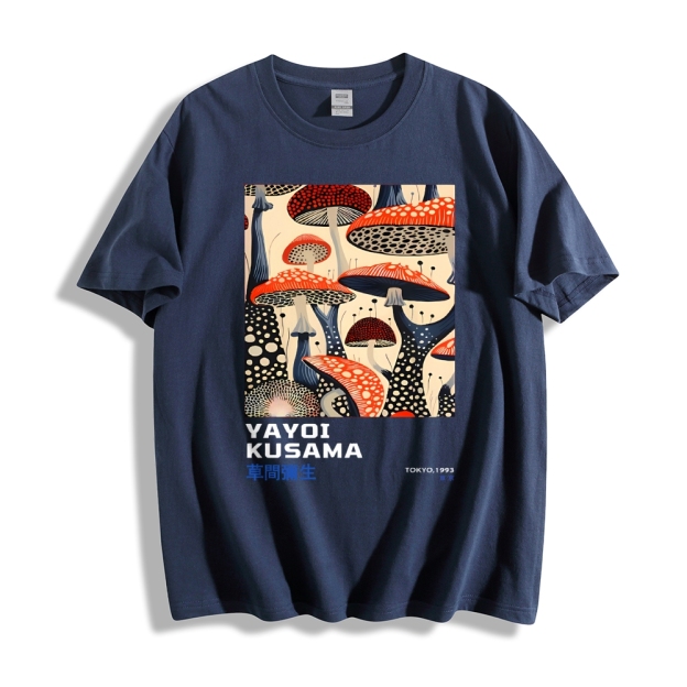 Yayoi Kusama Mushroom Vintage Wash Japanese Cotton casual T-shirt