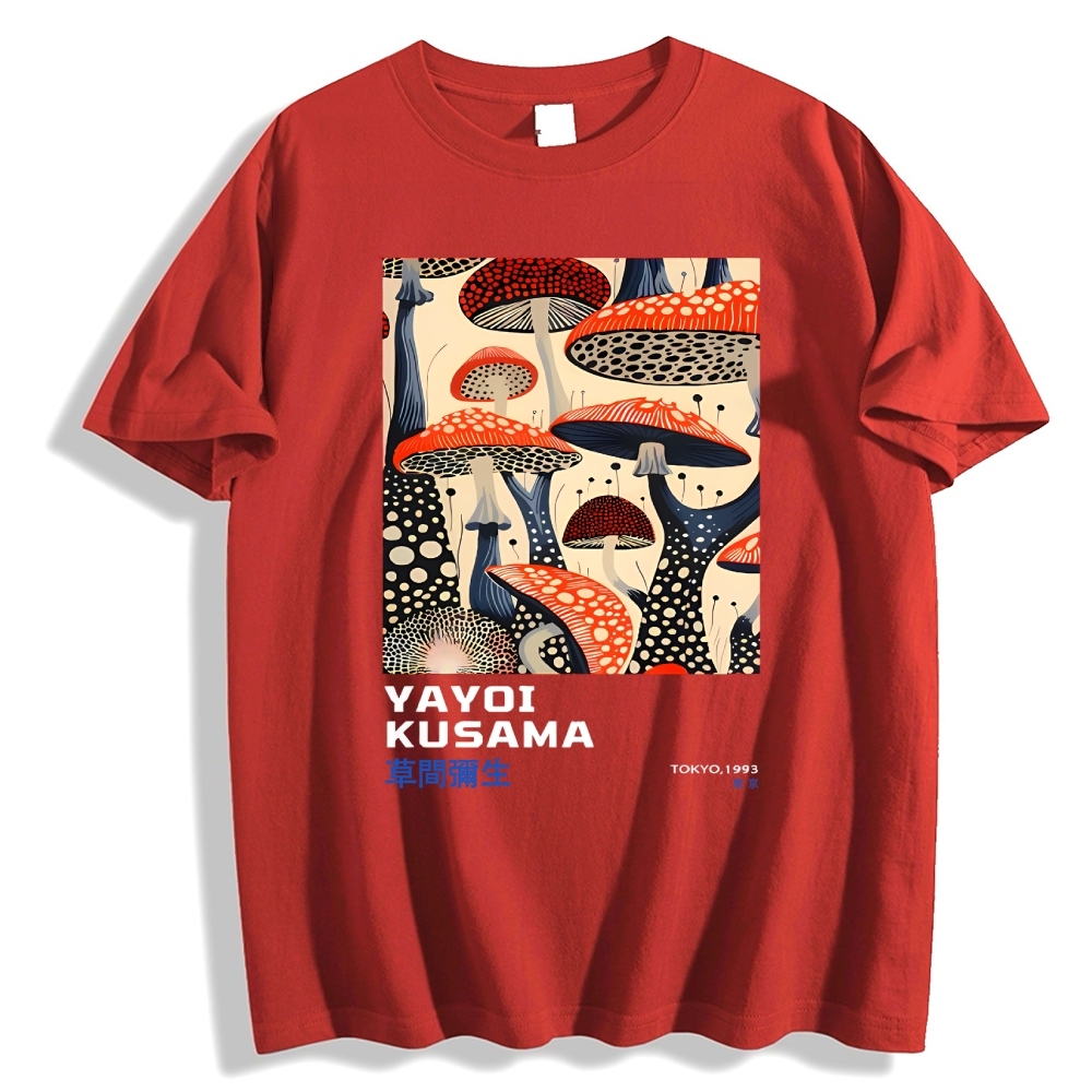 Yayoi Kusama Mushroom Vintage Wash Japanese Cotton casual T-shirt