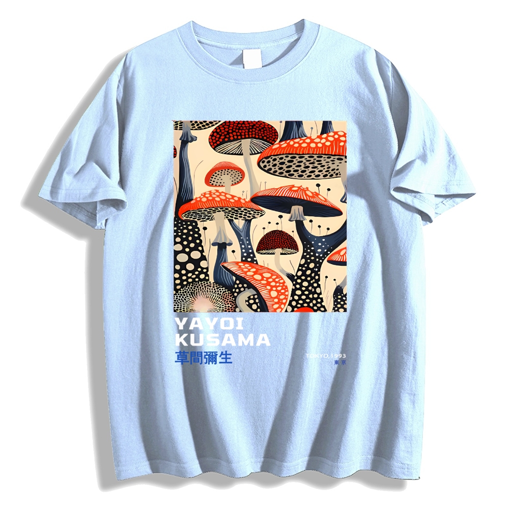 Yayoi Kusama Mushroom Vintage Wash Japanese Cotton casual T-shirt