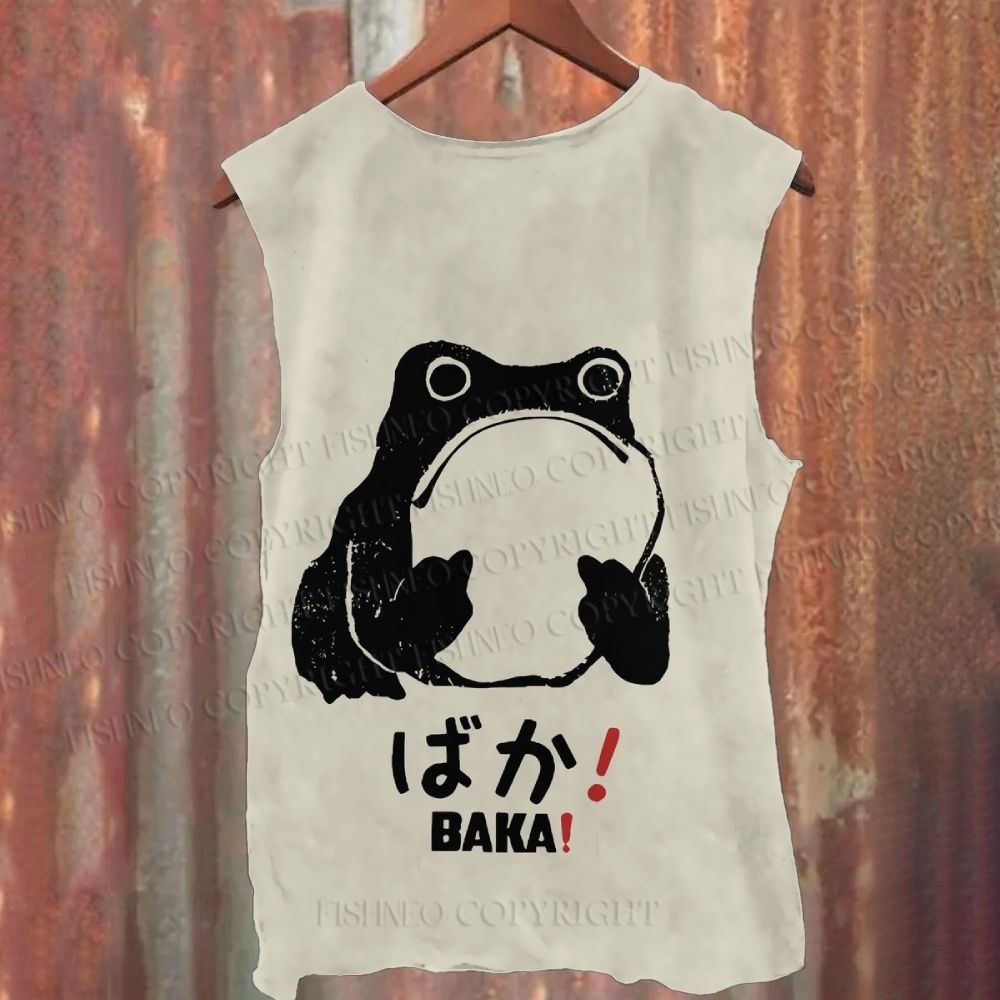 Stupid Frog Vintage Casual Printed Tank Top