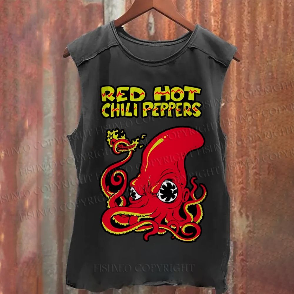 Vintage Octopus Red Hot Chili Pepper Washed Tank Top