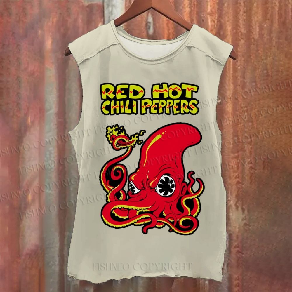Vintage Octopus Red Hot Chili Pepper Washed Tank Top