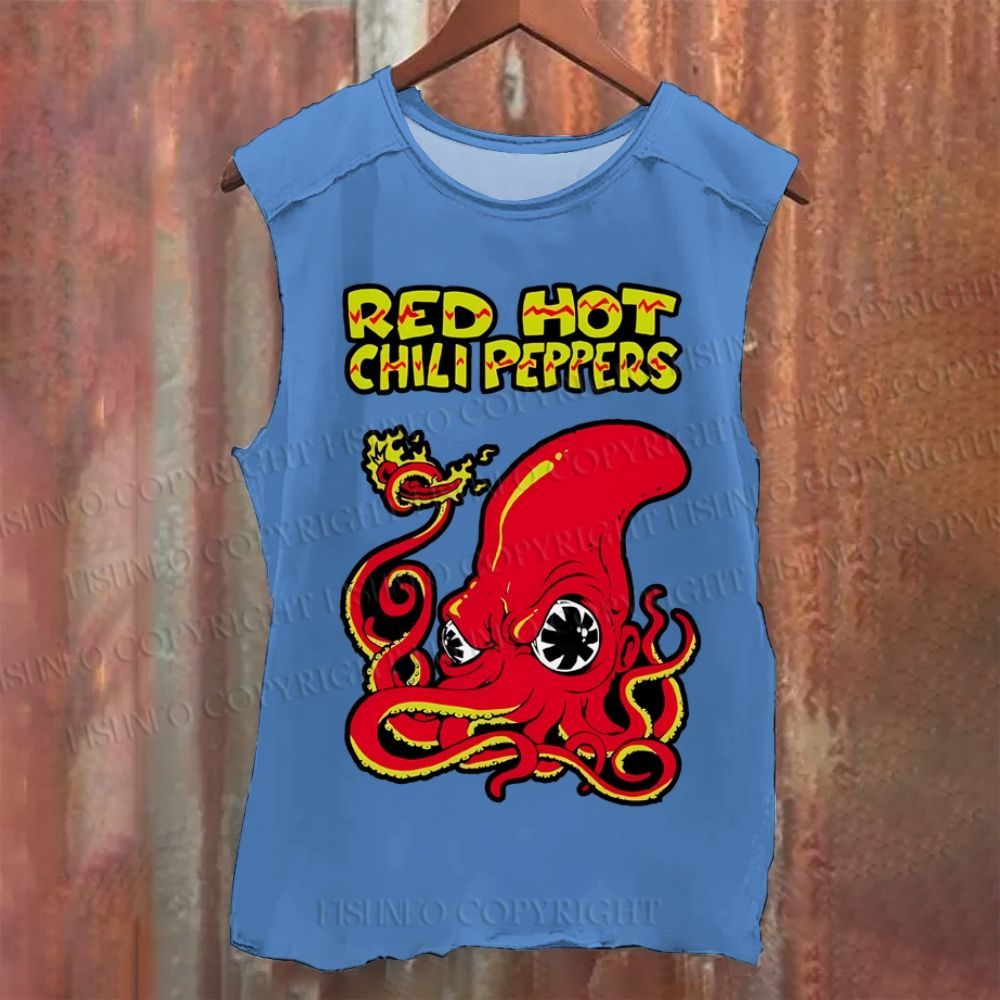 Vintage Octopus Red Hot Chili Pepper Washed Tank Top