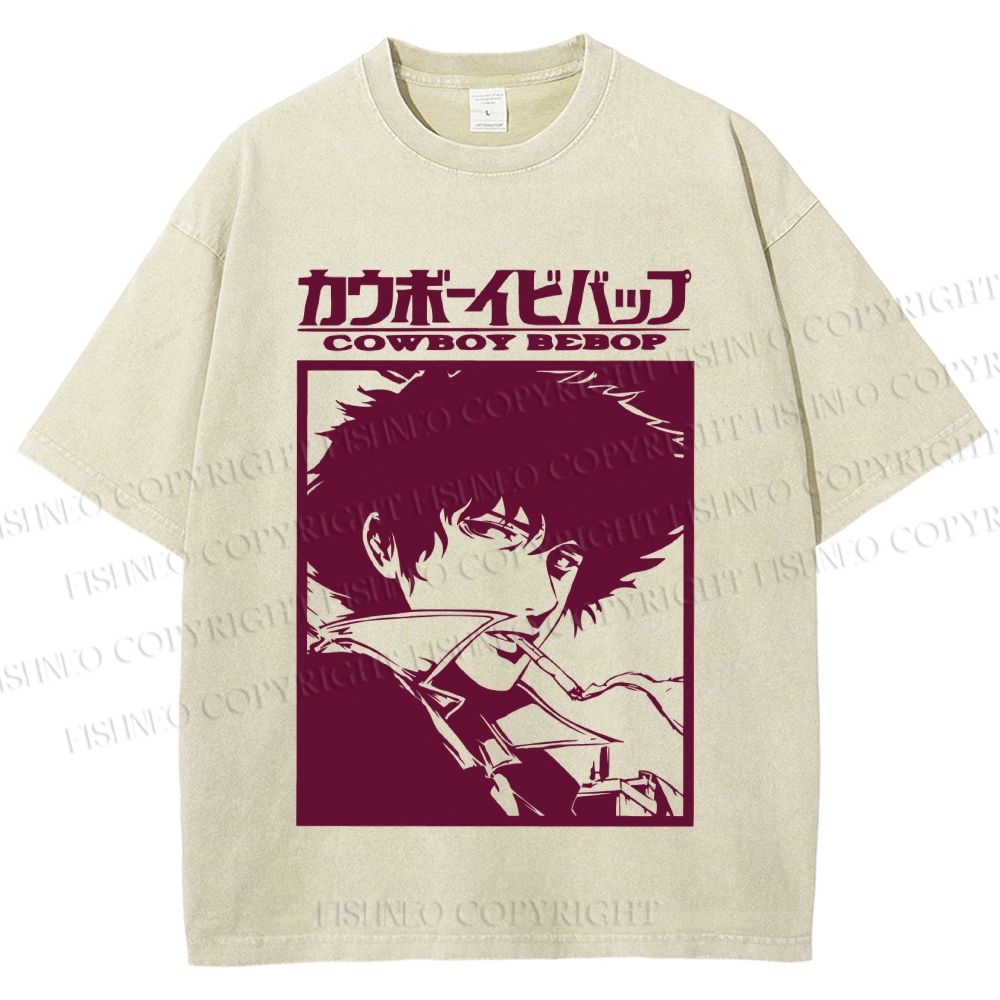 Unisex Japanese Cowboy Bebop Printed Washed Tee