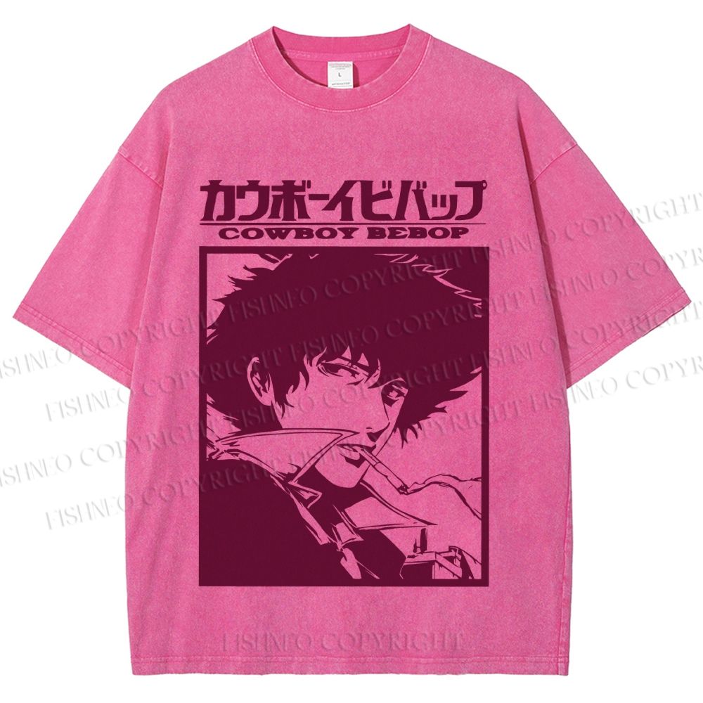 Unisex Japanese Cowboy Bebop Printed Washed Tee