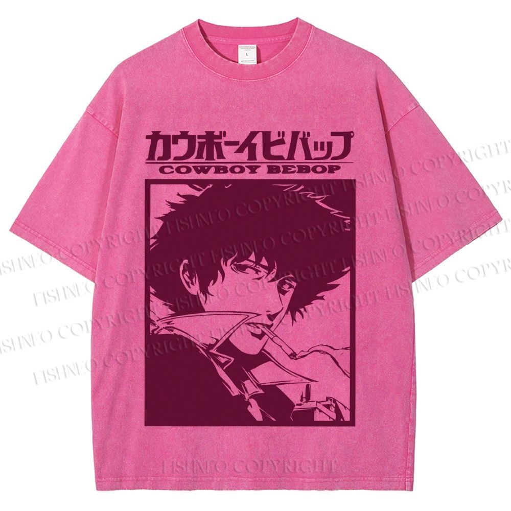 Unisex Japanese Cowboy Bebop Printed Washed Tee