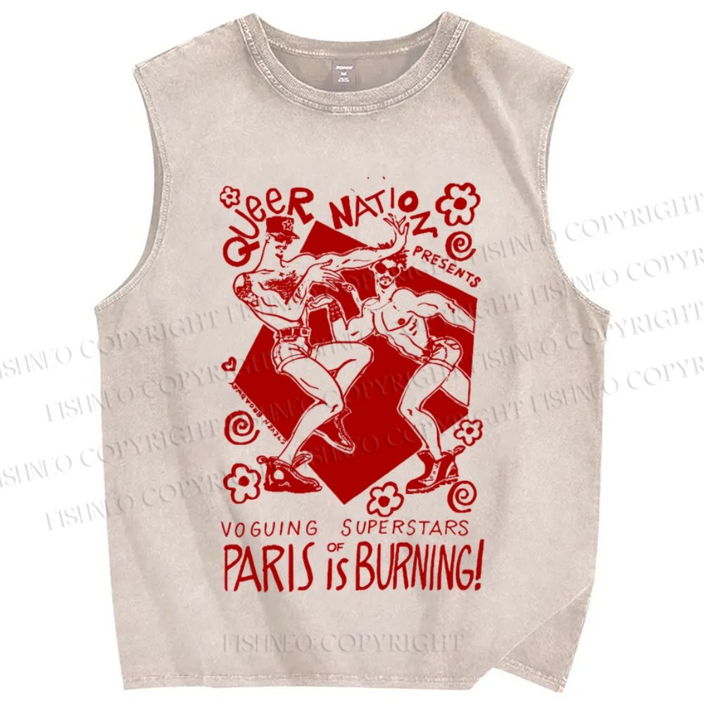 Unisex Pride Queer Mation Printed Washed Tank Top