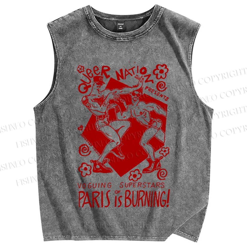 Unisex Pride Queer Mation Printed Washed Tank Top