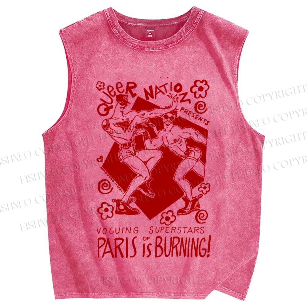 Unisex Pride Queer Mation Printed Washed Tank Top