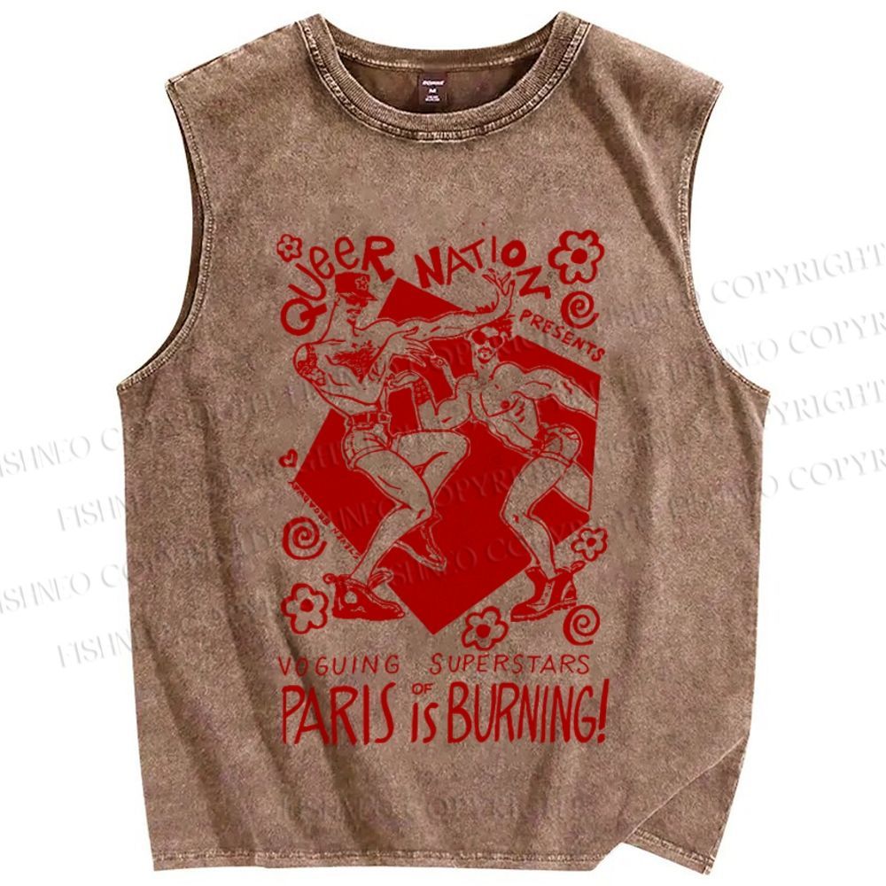 Unisex Pride Queer Mation Printed Washed Tank Top