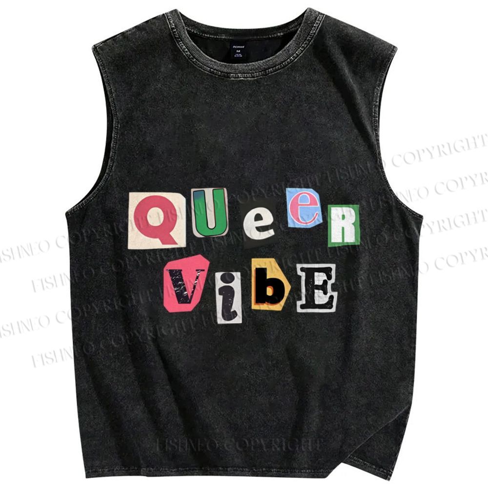 Unisex Pride Queer Vibe Printed Washed Tank Top