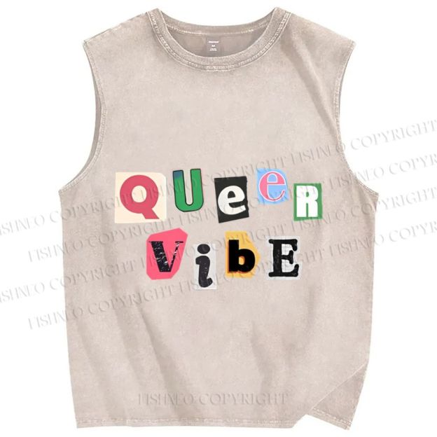 Unisex Pride Queer Vibe Printed Washed Tank Top