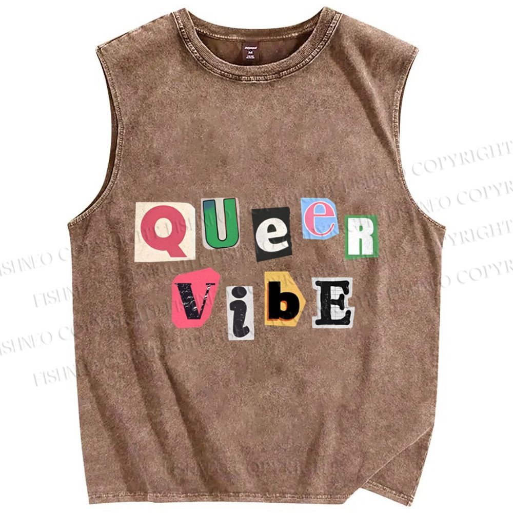 Unisex Pride Queer Vibe Printed Washed Tank Top