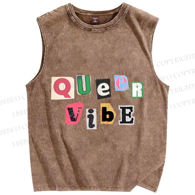 Unisex Pride Queer Vibe Printed Washed Tank Top