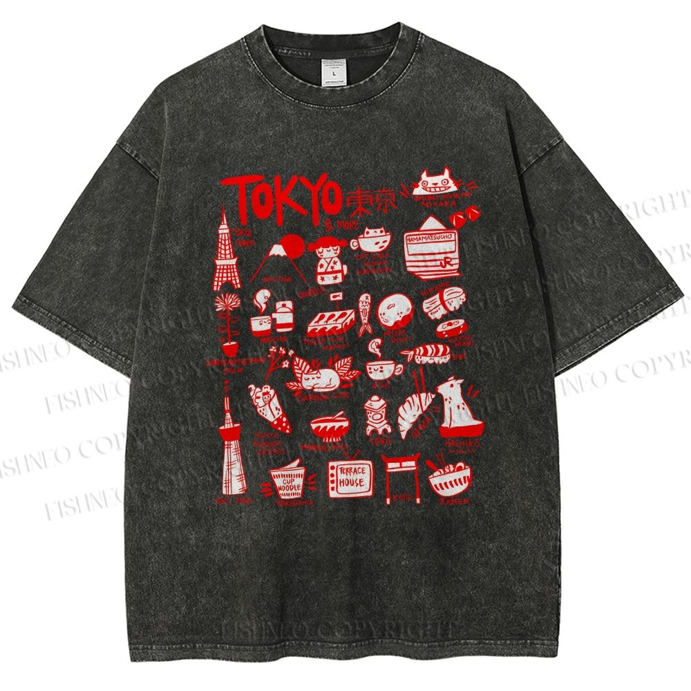 Unisex Tokyo Printed Washed Tee