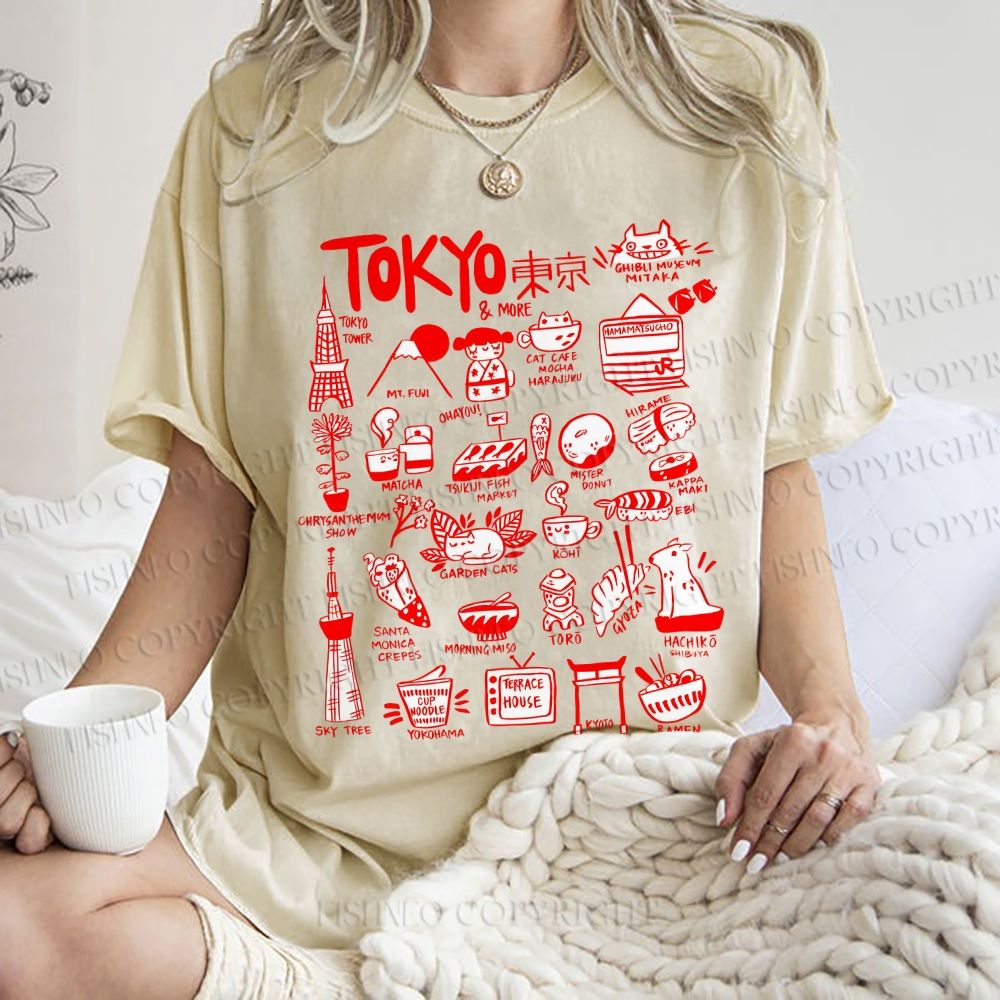 Unisex Tokyo Printed Washed Tee