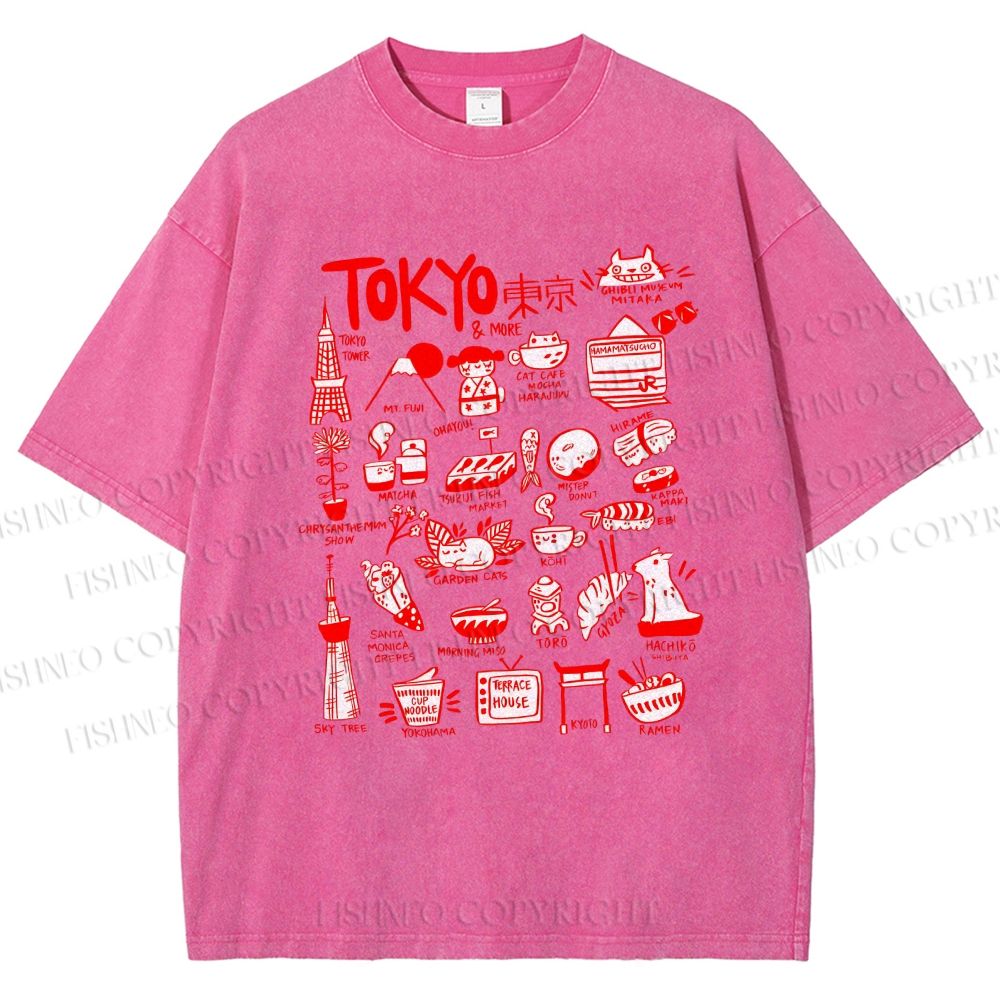 Unisex Tokyo Printed Washed Tee