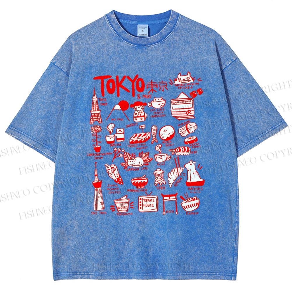 Unisex Tokyo Printed Washed Tee