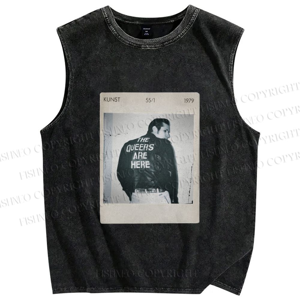 Unisex Pride Polaroid The Queers Are Here Printed Washed Tank Top