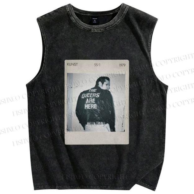 Unisex Pride Polaroid The Queers Are Here Printed Washed Tank Top