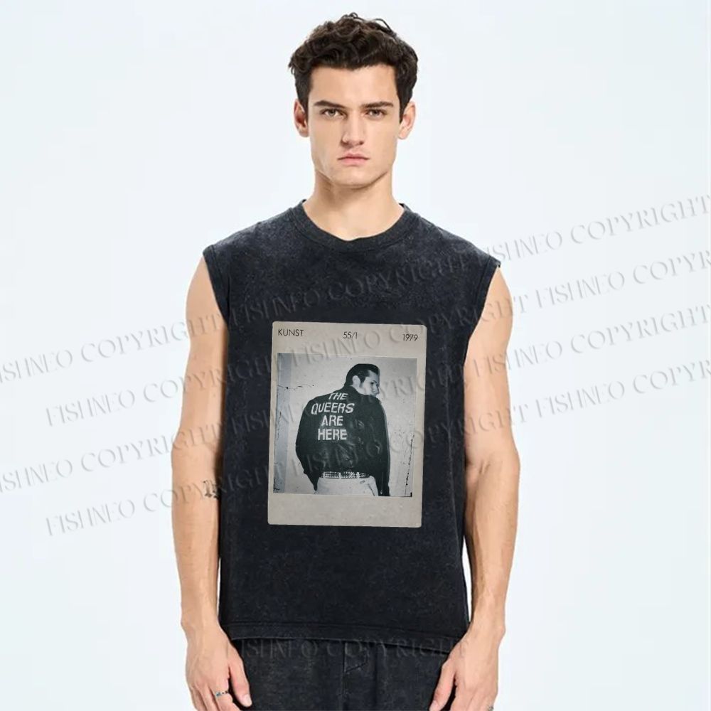 Unisex Pride Polaroid The Queers Are Here Printed Washed Tank Top