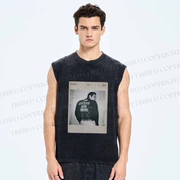 Unisex Pride Polaroid The Queers Are Here Printed Washed Tank Top
