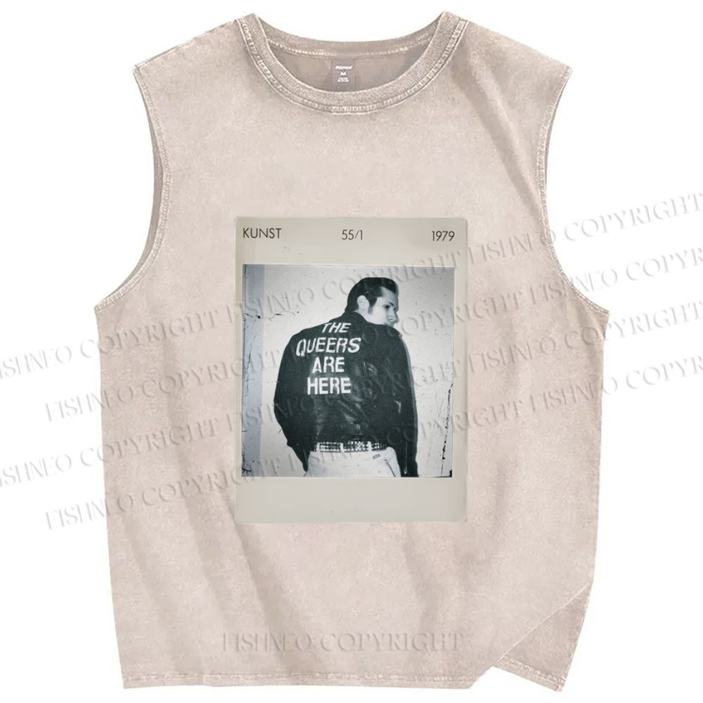 Unisex Pride Polaroid The Queers Are Here Printed Washed Tank Top