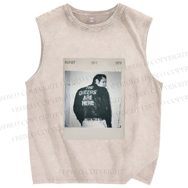Unisex Pride Polaroid The Queers Are Here Printed Washed Tank Top