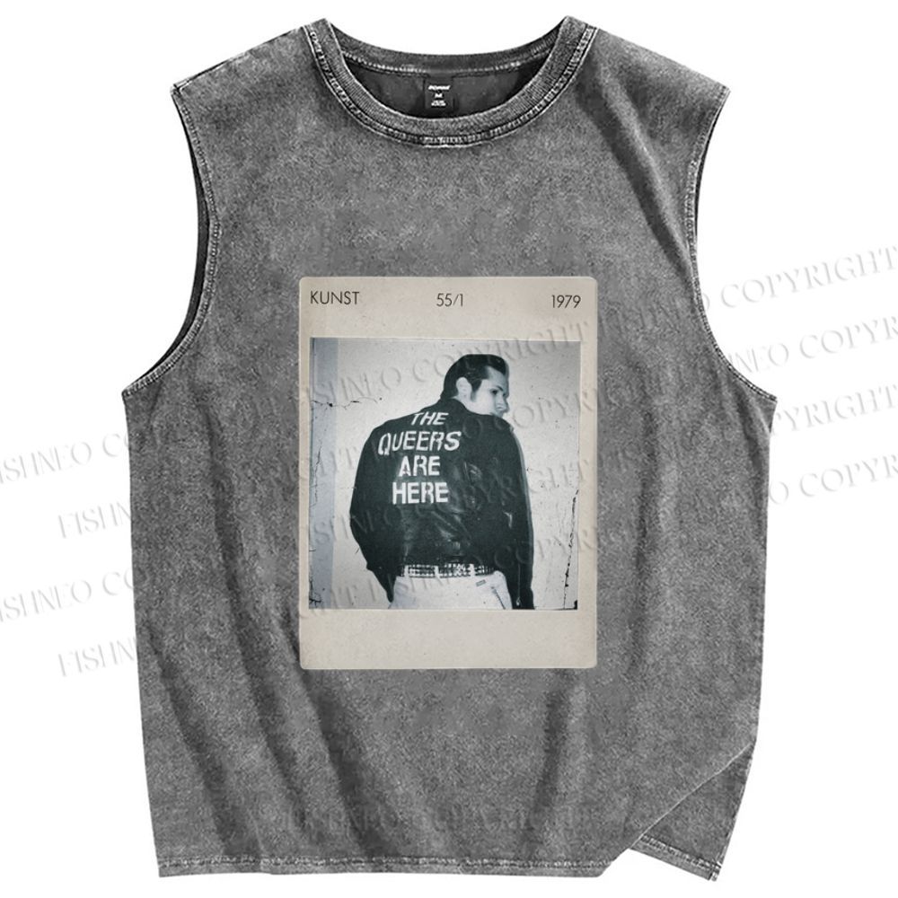 Unisex Pride Polaroid The Queers Are Here Printed Washed Tank Top