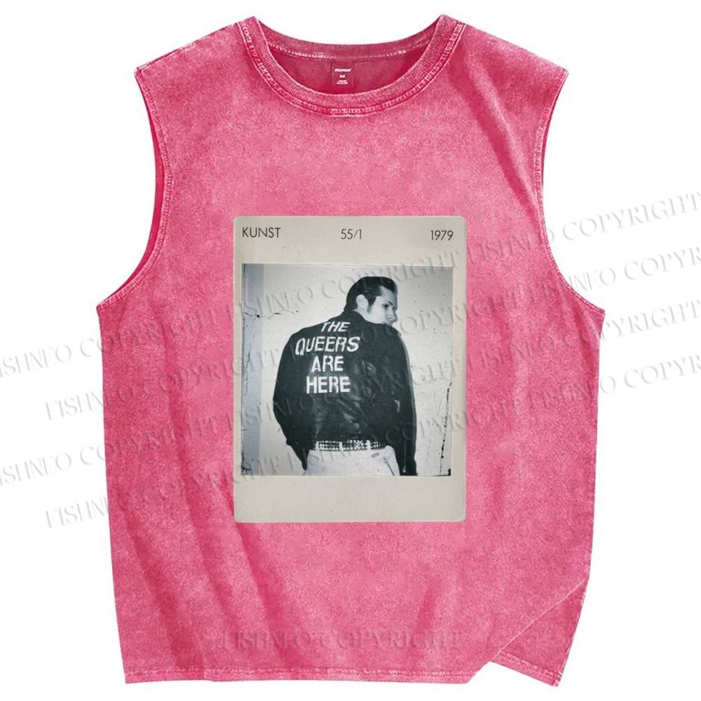 Unisex Pride Polaroid The Queers Are Here Printed Washed Tank Top