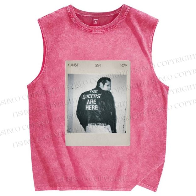 Unisex Pride Polaroid The Queers Are Here Printed Washed Tank Top