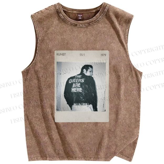 Unisex Pride Polaroid The Queers Are Here Printed Washed Tank Top