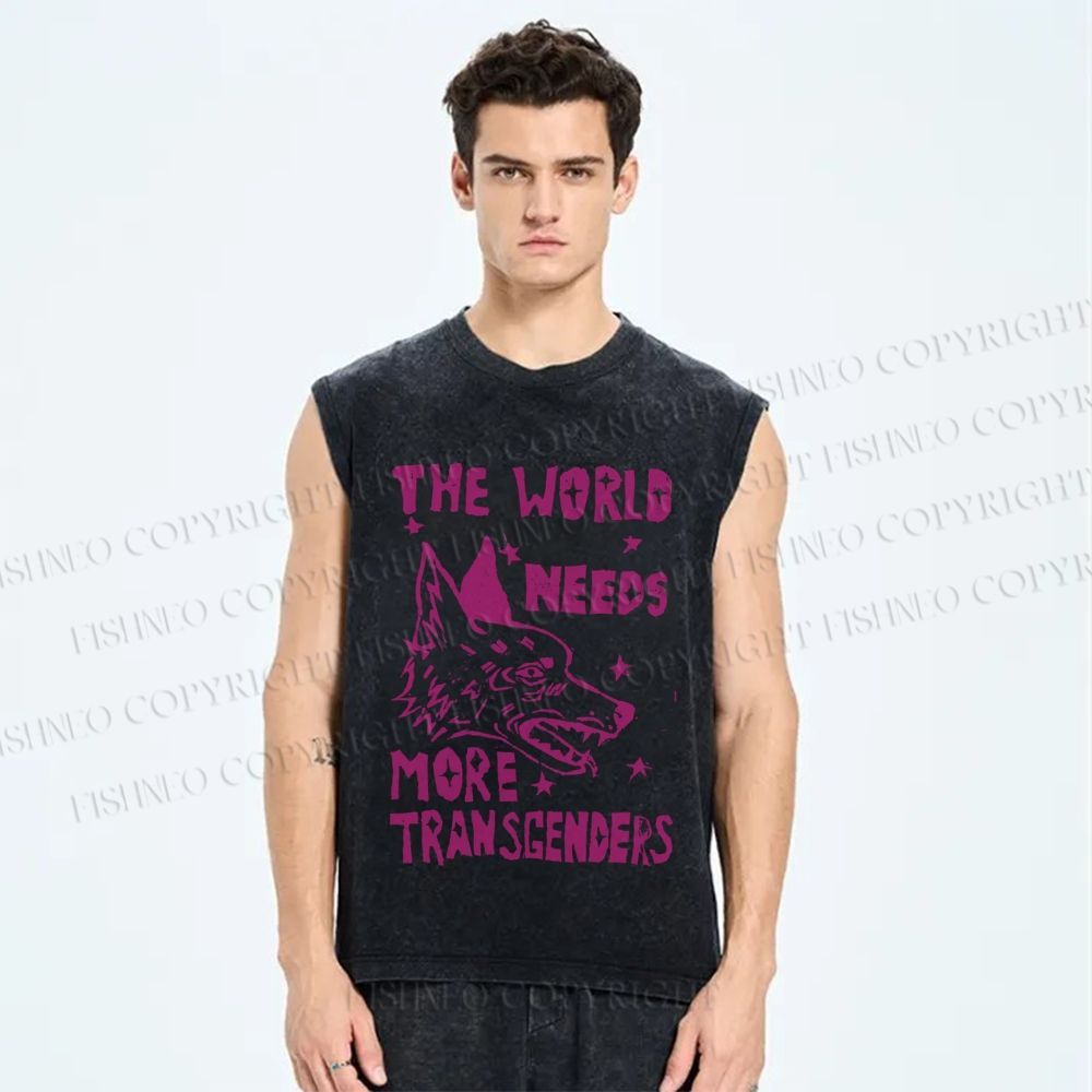 Unisex Pride The World Need More Transgenders Printed Washed Tank Top