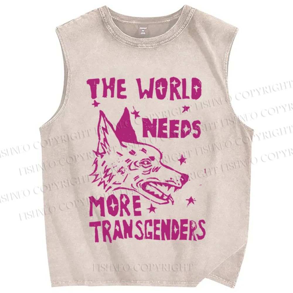 Unisex Pride The World Need More Transgenders Printed Washed Tank Top