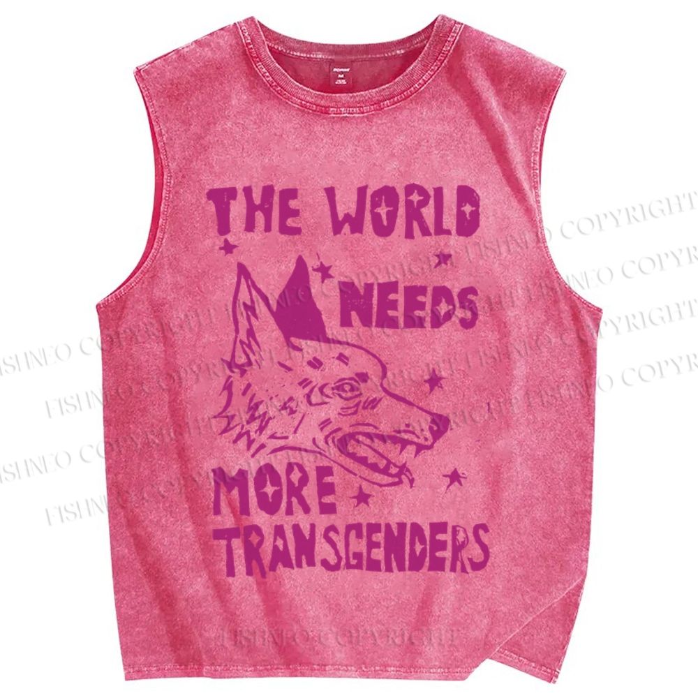 Unisex Pride The World Need More Transgenders Printed Washed Tank Top