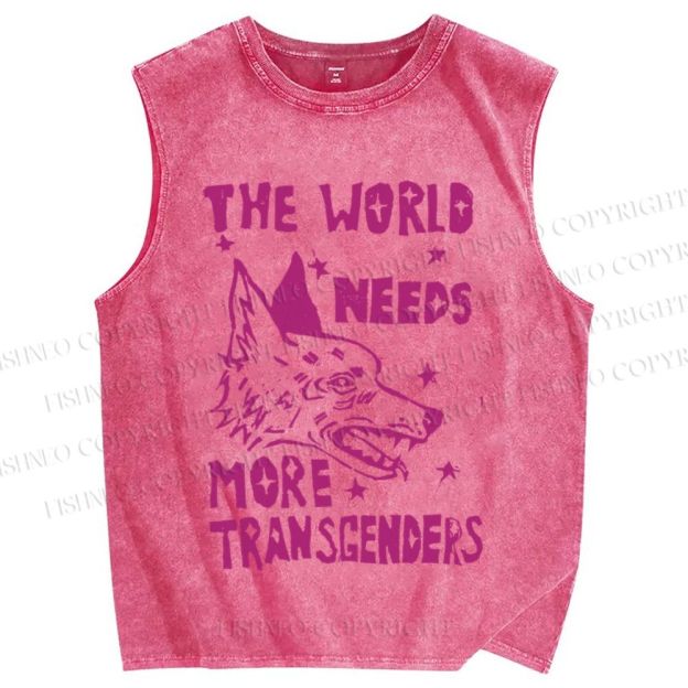 Unisex Pride The World Need More Transgenders Printed Washed Tank Top