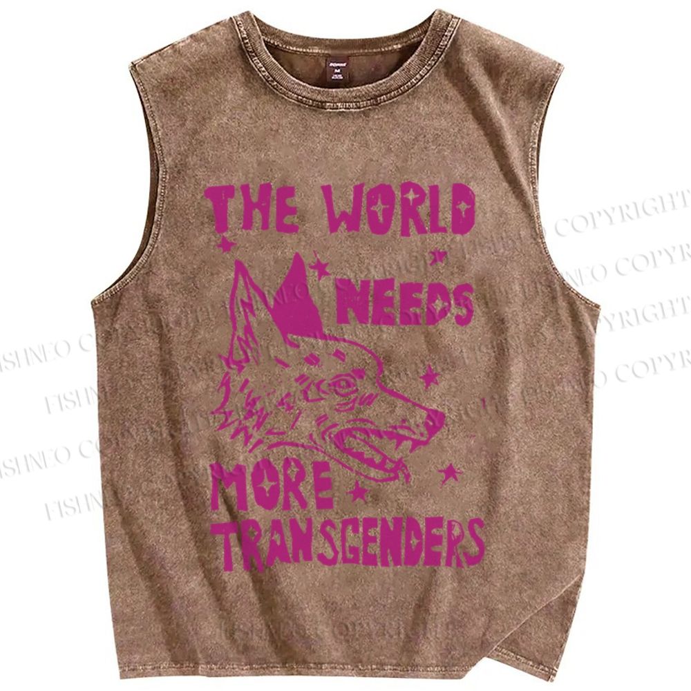 Unisex Pride The World Need More Transgenders Printed Washed Tank Top