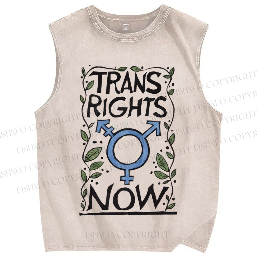 Unisex Pride Trans Right Now Printed Washed Tank Top