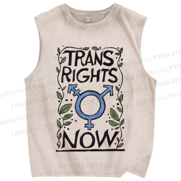 Unisex Pride Trans Right Now Printed Washed Tank Top
