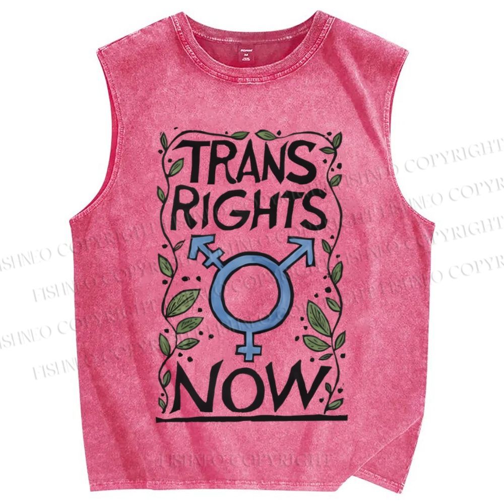 Unisex Pride Trans Right Now Printed Washed Tank Top