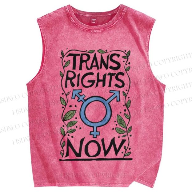 Unisex Pride Trans Right Now Printed Washed Tank Top
