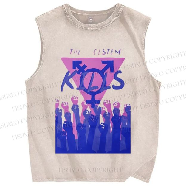 Unisex Pride The Cistem Kills Printed Washed Tank Top