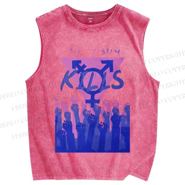 Unisex Pride The Cistem Kills Printed Washed Tank Top