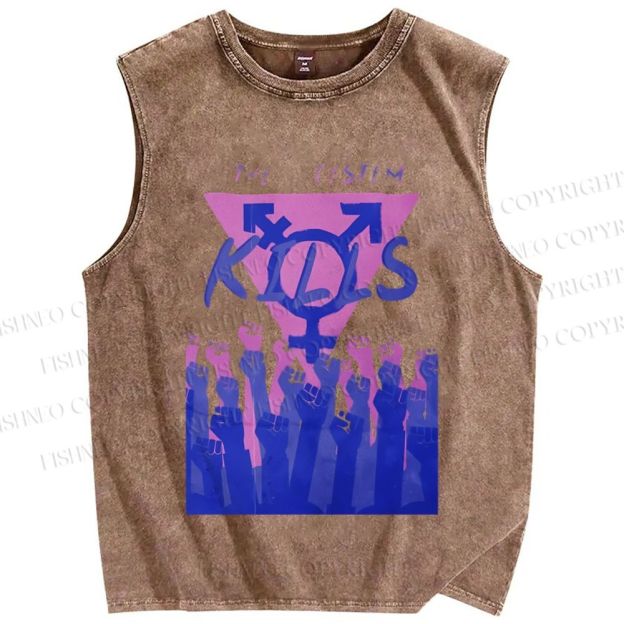 Unisex Pride The Cistem Kills Printed Washed Tank Top