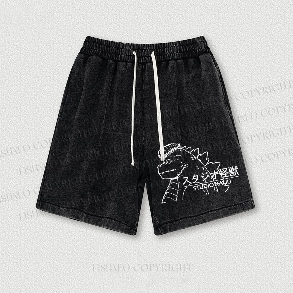 Studio Kaiju Gozila Washed Vintage Shorts